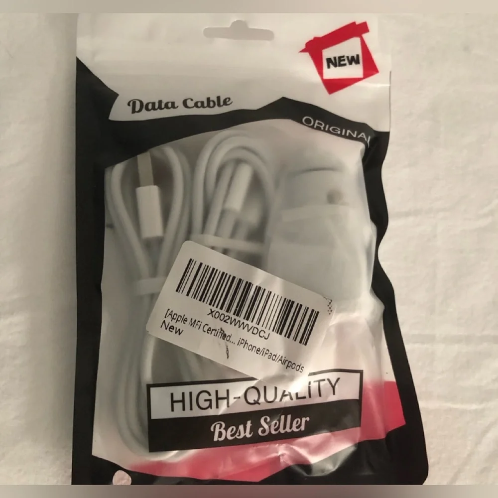 Silver Car Charger with Dual USB Ports for two iPhone/ iPad/AirPod cable.